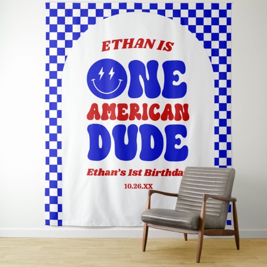 アメリカ人の男の子7月1日の誕生日パーティー タペストリー (インサイチュ)