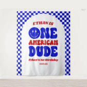 アメリカ人の男の子7月1日の誕生日パーティー タペストリー (正面)