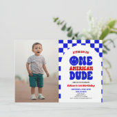 アメリカ人の男の子7月1日の誕生日パーティー 招待状 (スタンド正面)