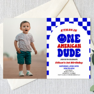 アメリカ人の男の子7月1日の誕生日パーティー 招待状