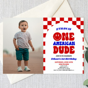 アメリカ人の男の子7月1日の誕生日パーティー 招待状