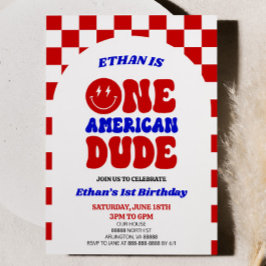 アメリカ人の男の子7月1日の誕生日パーティー 招待状