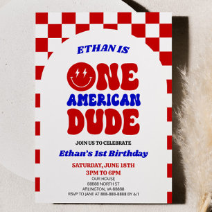 アメリカ人の男の子7月1日の誕生日パーティー 招待状