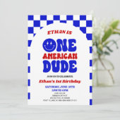 アメリカ人の男の子7月1日の誕生日パーティー 招待状 (スタンド正面)