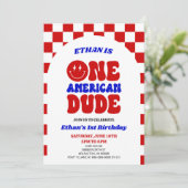 アメリカ人の男の子7月1日の誕生日パーティー 招待状 (スタンド正面)