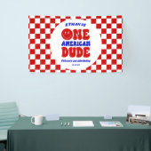 アメリカ人の男の子7月1日の誕生日パーティー 横断幕 (トレードショー)