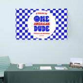 アメリカ人の男の子7月1日の誕生日パーティー 横断幕 (トレードショー)