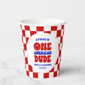 アメリカ人の男の子7月1日の誕生日パーティー 紙コップ (裏面)