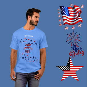 アメリカ人の男の子(7月の第4回赤と青) Tシャツ