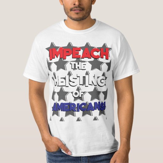 アメリカ人の財産強奪を弾劾せよ Tシャツ (正面)