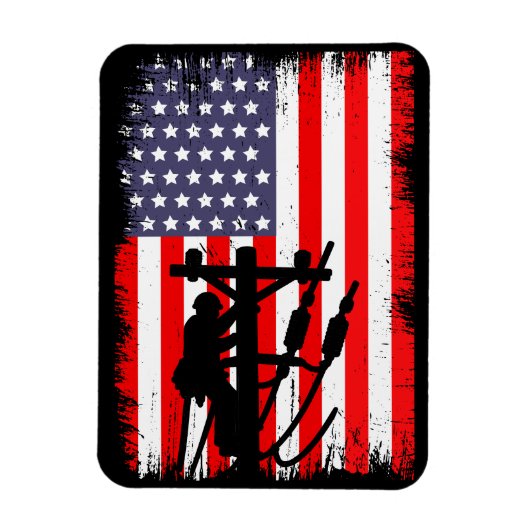 アメリカ人の電気工事士を誇る ユーティリティーワーカー マグネット (縦)