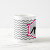 アメリカ人のSaddlebredのマグ-灰色およびピンク コーヒーマグカップ (中央)