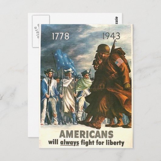 アメリカ人はいつも自由のために戦う！ ポストカード (正面/裏面)