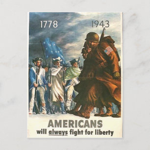 アメリカ人はいつも自由のために戦う！ ポストカード