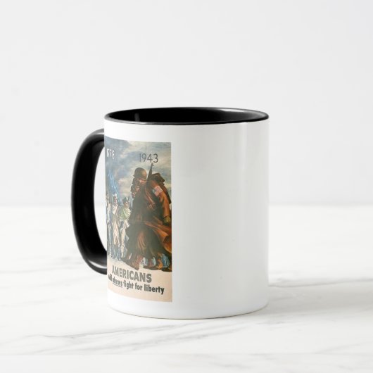 アメリカ人は自由のために常に戦います マグカップ (正面左)