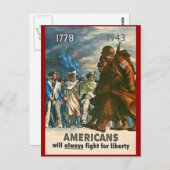 アメリカ人は自由のために常に戦う – 第二次世界大戦 ポストカード (正面/裏面)