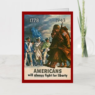アメリカ人は自由のために常に戦う – 第二次世界大戦 箔グリーティングカード