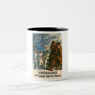 アメリカ人は自由- WWIIのために常に戦います ツートーンマグカップ