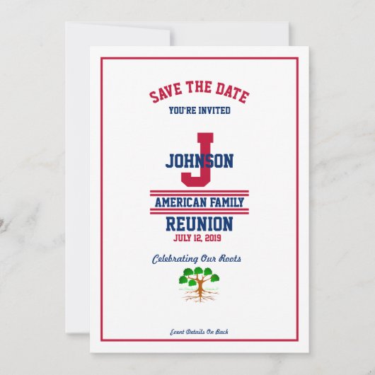 アメリカ人または州の家族会の赤白青 セーブザデート (正面)