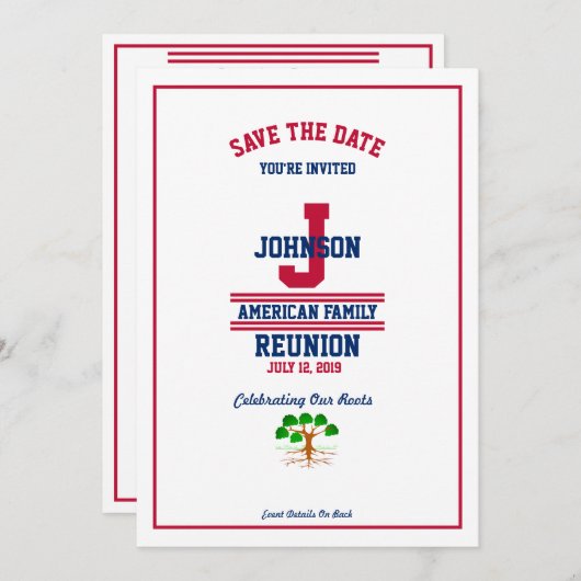 アメリカ人または州の家族会の赤白青 セーブザデート (正面/裏面)