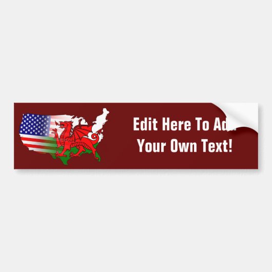 アメリカ人ウェールズは地図に印を付けます バンパーステッカー (正面)