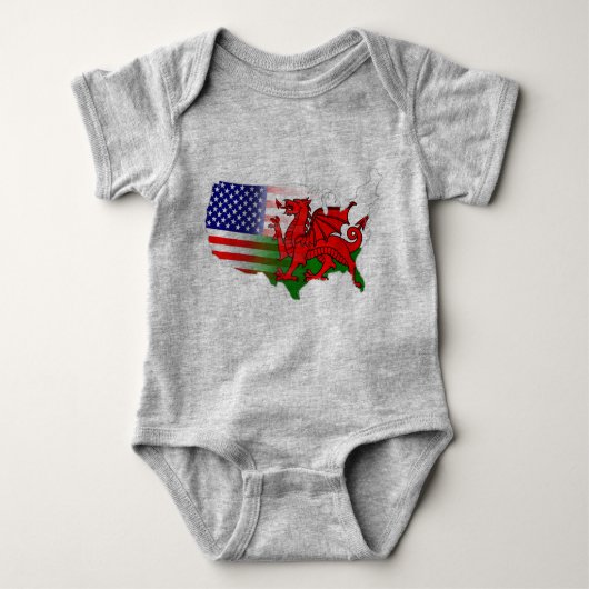 アメリカ人ウェールズは地図の一つに印を付けます ベビーボディスーツ (正面)