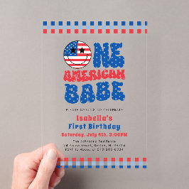 アメリカ人ベイビー アメリカ独立記念日 初めての誕生日パーティー アクリル招待状