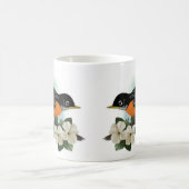 アメリカ人ロビンおよびミズキの花のマグ コーヒーマグカップ (中央)