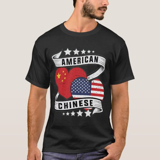 アメリカ人中国のとシャツ半米国人 Tシャツ (正面)