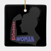 アメリカ人女性ダークグレー セラミックオーナメント (裏面)