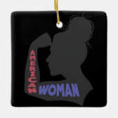 アメリカ人女性ダークグレー セラミックオーナメント (正面)