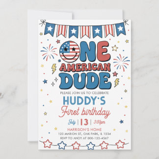 アメリカ人男性の1歳の誕生日 7月4日 招待状