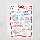 アメリカ人男性の7月4日1歳の誕生日 招待状 (正面)
