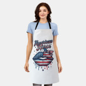 アメリカ人看護師愛国的な唇ベクターTシャツデザイン エプロン (着用した状態)