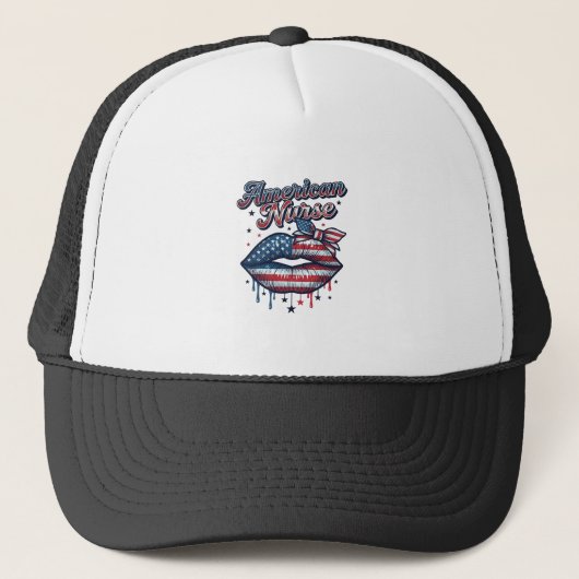 アメリカ人看護師愛国的な唇ベクターTシャツデザイン キャップ (正面)