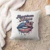アメリカ人看護師愛国的な唇ベクターTシャツデザイン クッション (ブランケット)