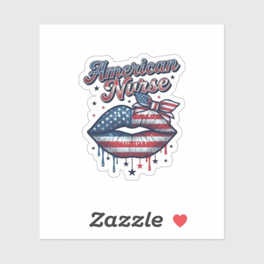アメリカ人看護師愛国的な唇ベクターTシャツデザイン シール (シート)