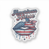アメリカ人看護師愛国的な唇ベクターTシャツデザイン シール (正面)