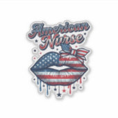 アメリカ人看護師愛国的な唇ベクターTシャツデザイン シール (正面)