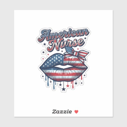 アメリカ人看護師愛国的な唇ベクターTシャツデザイン シール (シート)