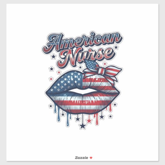アメリカ人看護師愛国的な唇ベクターTシャツデザイン シール (シート)