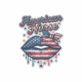 アメリカ人看護師愛国的な唇ベクターTシャツデザイン シール (正面)