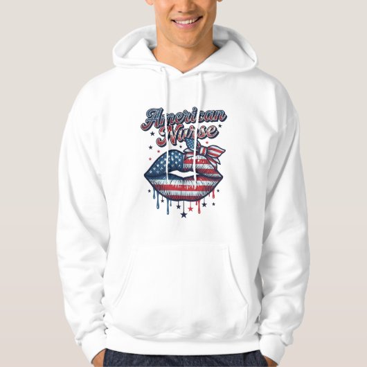 アメリカ人看護師愛国的な唇ベクターTシャツデザイン パーカ (正面)