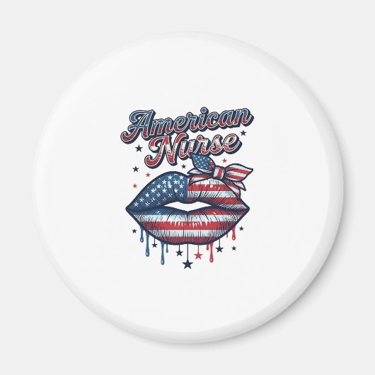 アメリカ人看護師愛国的な唇ベクターTシャツデザイン マグネット (正面)