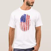 アメリカ人私の指紋にダウン米国プライド Tシャツ (正面)