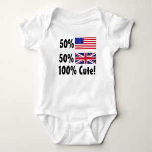 アメリカ人50%英国人100%かわいい ベビーボディスーツ