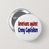 アメリカ人、クロニー資本主義に反対赤い青い文字 缶バッジ (正面&裏面)