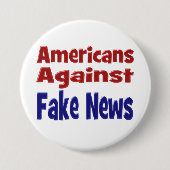 アメリカ人、偽のニュースに反対赤青の文字 缶バッジ (正面)