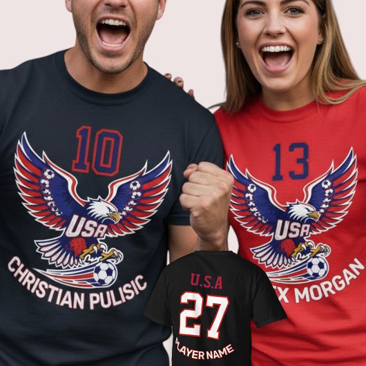 アメリカ代表サッカーチーム イーグル 愛国的なグラフィック Tシャツ