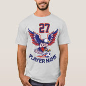 アメリカ代表サッカーチーム イーグル 愛国的なグラフィック Tシャツ (正面)